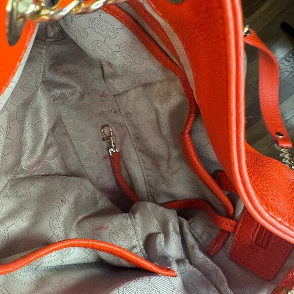 Michael Kors Red Leather Gold Chain Handbag /tote OS - Picture 8 of 8